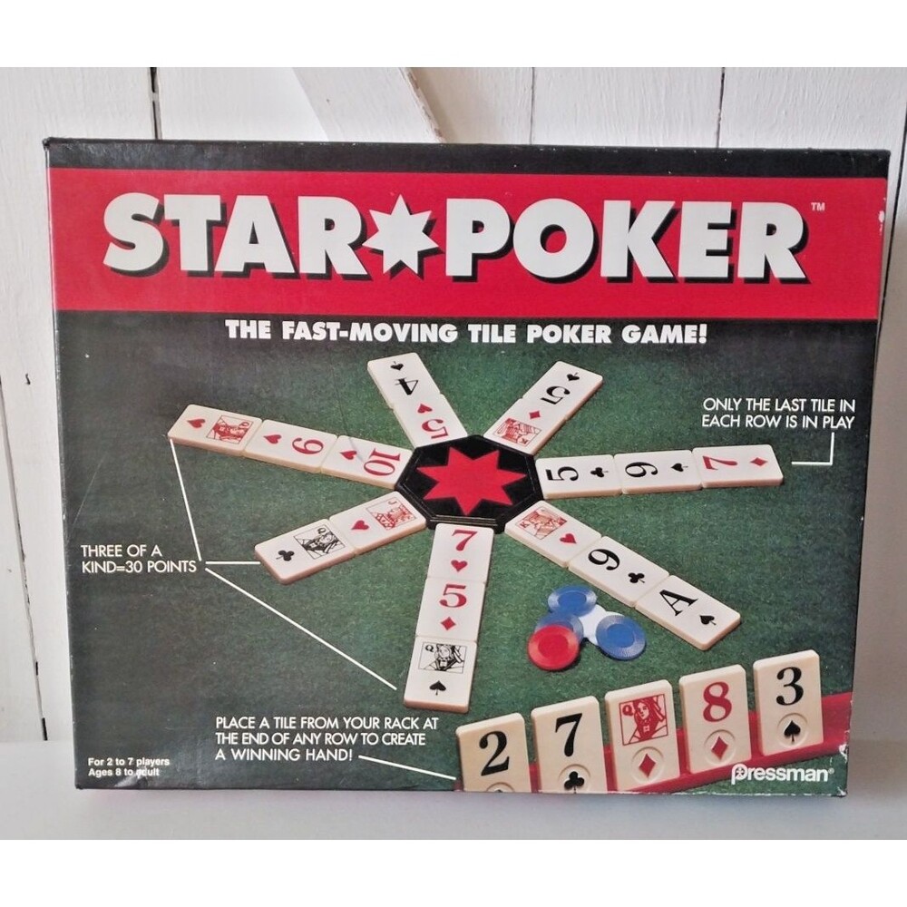 Star Poker Game - The Fast-Moving Tile Poker Game Pressman Complete 1994-ages8+